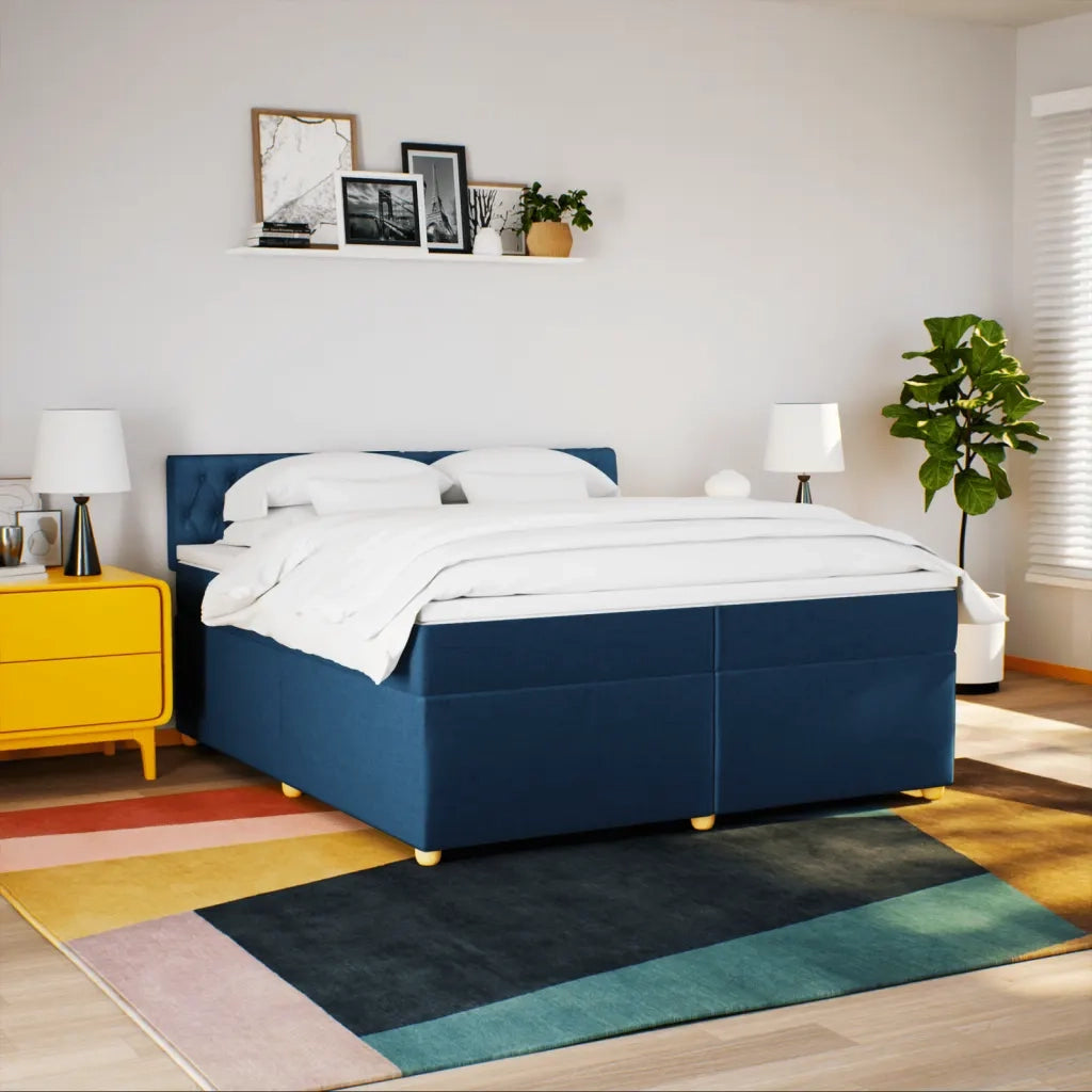 Giroletto a Molle con Materasso Blu 200x200 cm in Tessuto 3289100