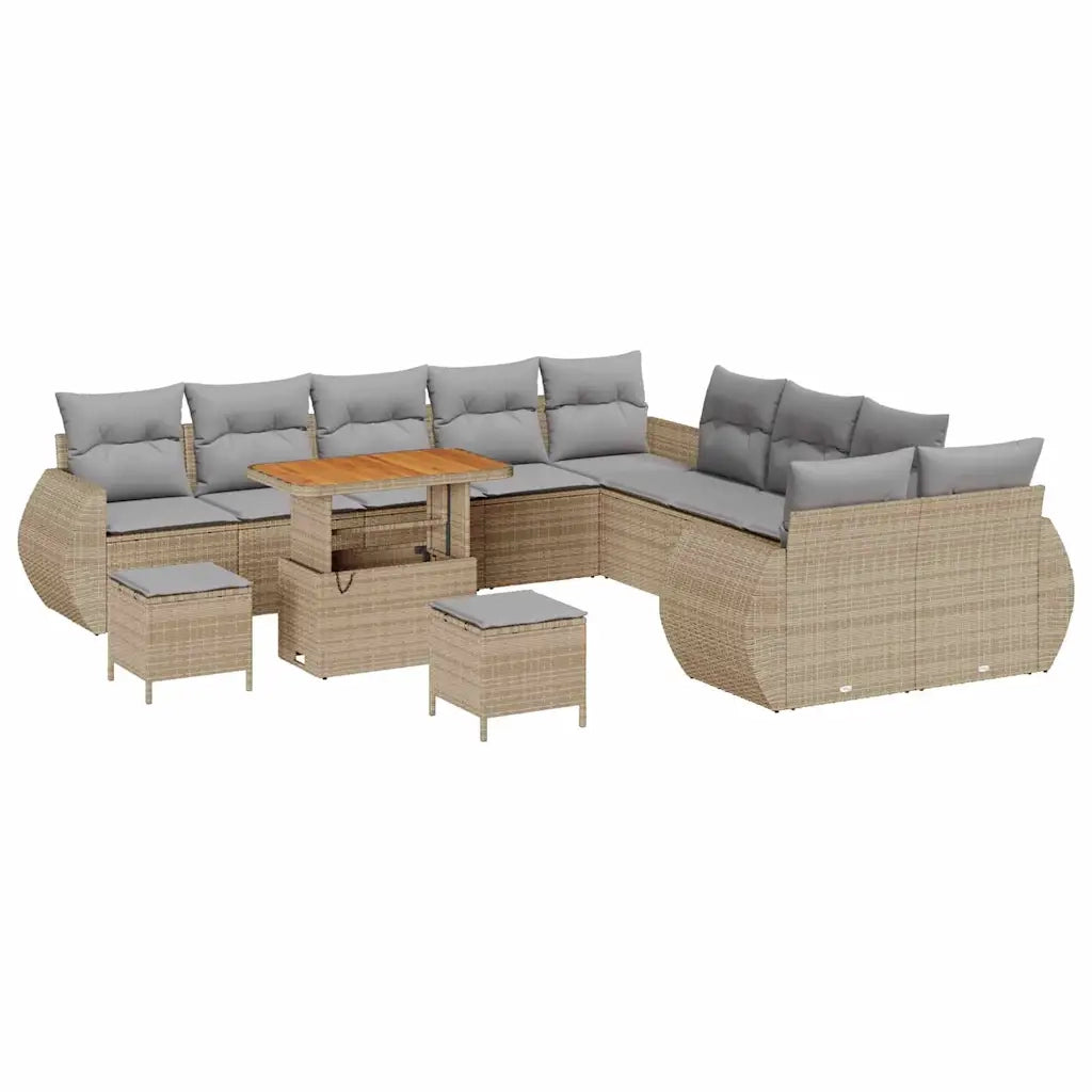 Set Divano da Giardino con cuscino 13 pcs beige e grigio chiaro