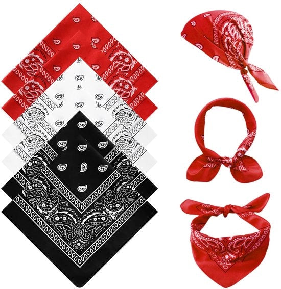 Bandana 6 pezzi - Foulard per uomo/donna - Disegno Paisley - Unico taglia (54x54 cm) - Poliestere - Design elegante