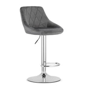 Sgabello da bar girevole OSKAR KAST velluto grigio con base cromata