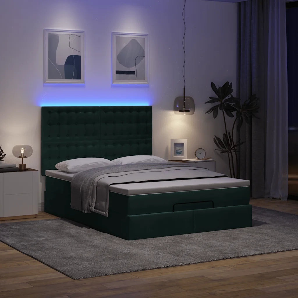 Struttura Letto Pouf con Materassi 140x190 cm in Velluto 3314465