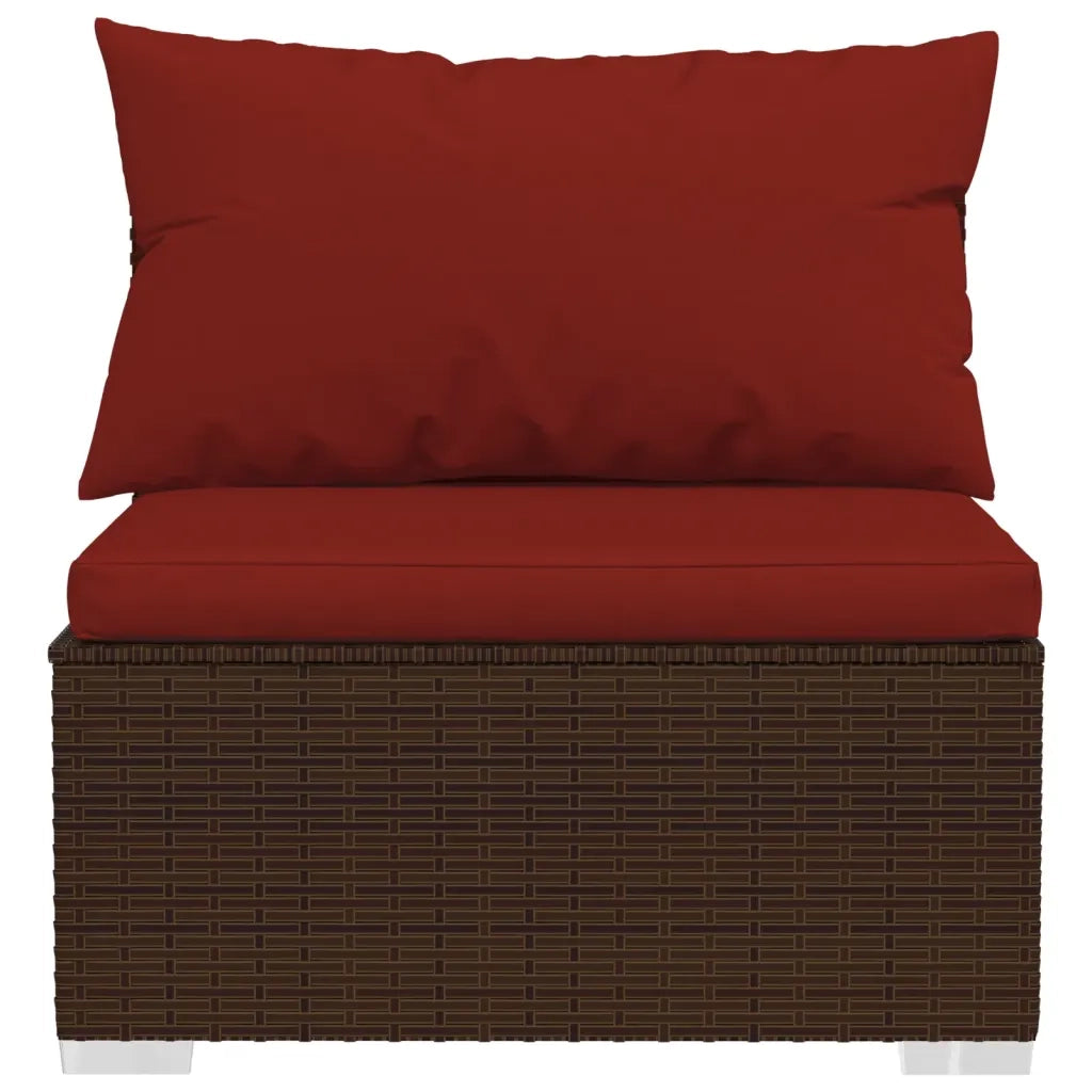 Set Divani da Giardino 13 pz con Cuscini in Polyrattan Marrone 3101595