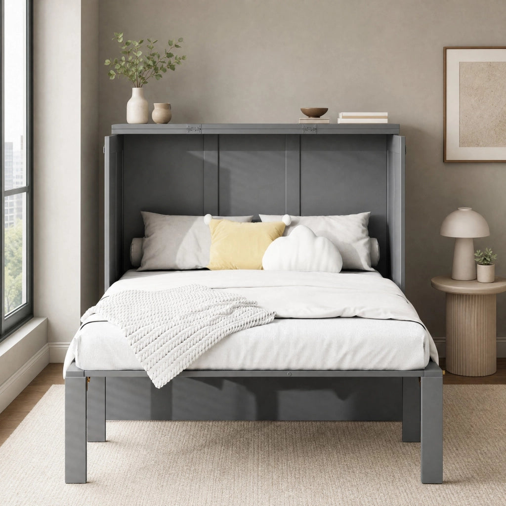 LETTO a ribalta verticale 90x200 cm Grigio in legno