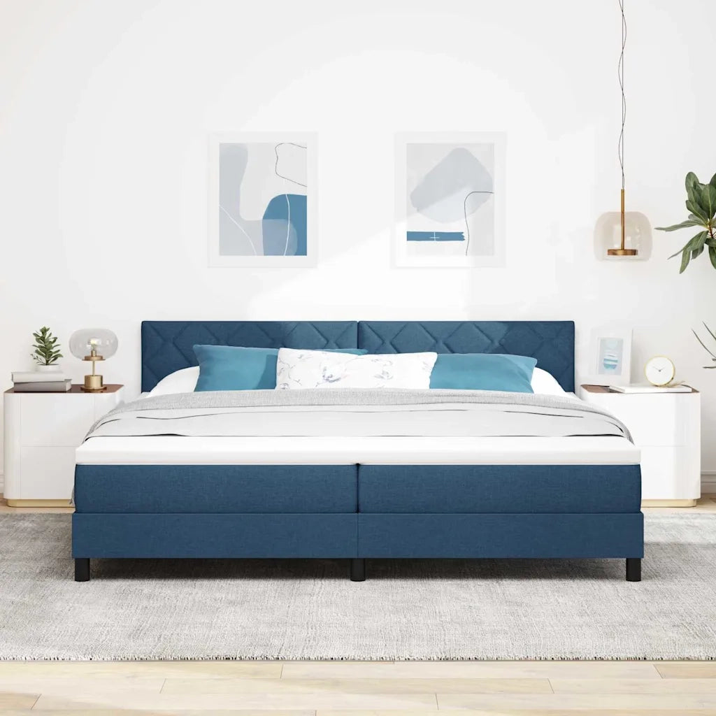 Letto a molle con materasso con led Blu 200 x 200 cm Tessuto 3342316