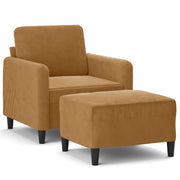 Poltrona | Sedia Relax con Poggiapiedi Marrone 60 cm in Velluto