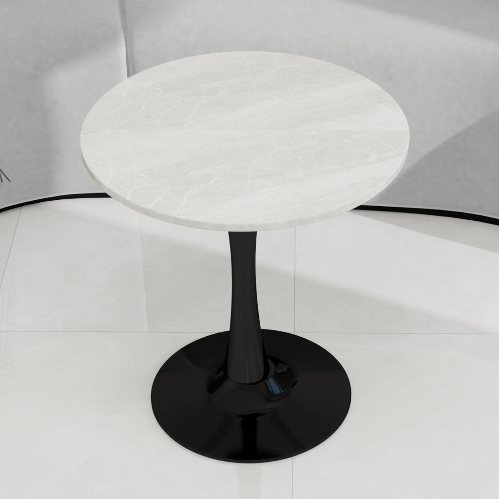 Tavolino da Caff¨¨ Rotondo ¨C MINIMAL ¨C Marmo Bianco Nero, 70 cm