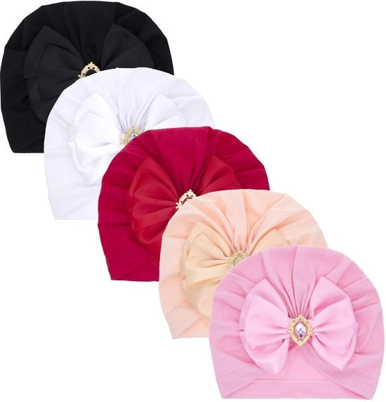 Set di Muffe per Bambini da 5 - Muffe per Capo Bambino morbide - Adattabili - Fatti a mano - Ideali per Sfide Fotografiche - Cotone Respirante - 5 Colori Vivaci - Copricapo per Bambino
