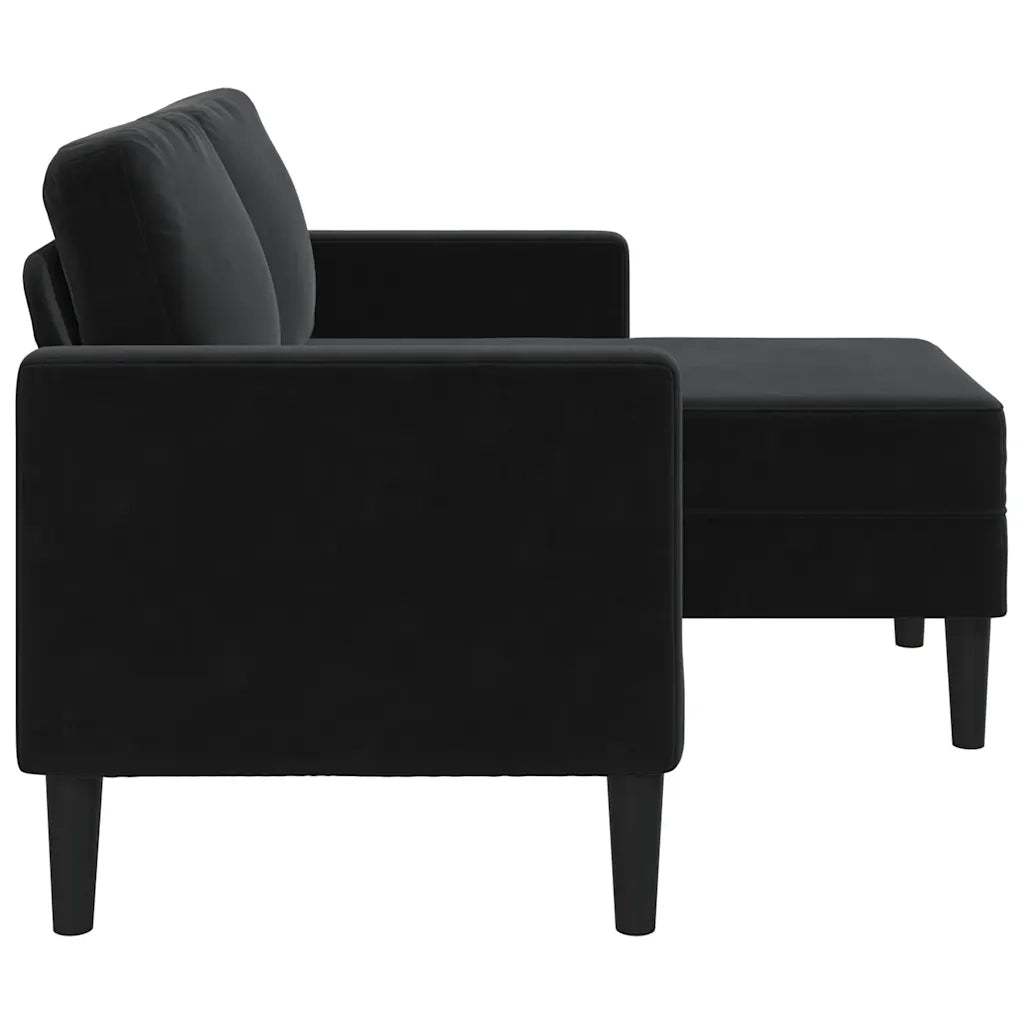 Divano | Divano da soggiorno | Sofa a 2 posti con chaise longue a L nero 125 cm in velluto