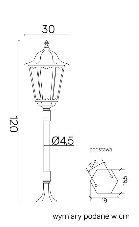 Lampada da giardino a colonna SU-MA Retro nera 120cm E27 IP43