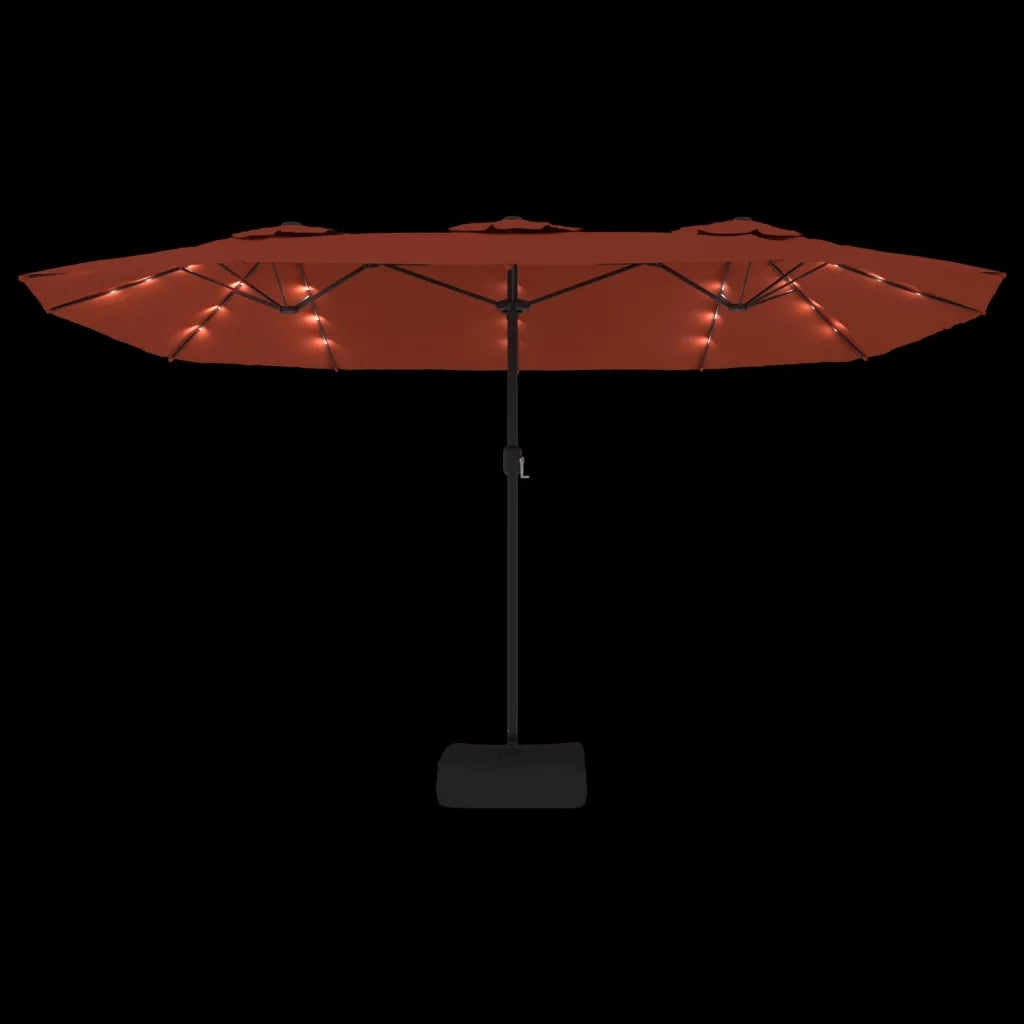 Ombrellone a Doppia Testa con LED Terracotta 449x265 cm 362958