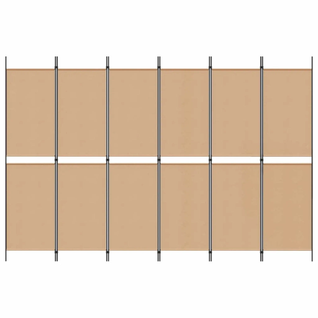 Divisore per Stanza a 6 Pannelli Beige 300 x 200 cm Tessuto