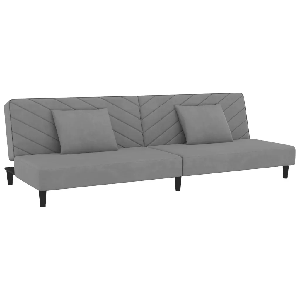 Divano letto | Sof¨¤ letto | Letto singolo a 2 Posti con 2 Cuscini Grigio Chiaro in Velluto
