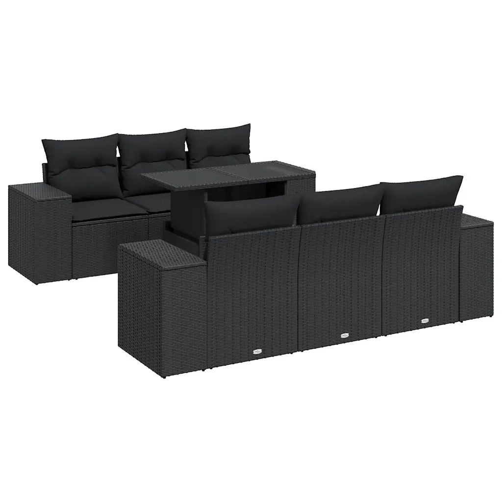 Set Divani da Giardino con Cuscini 7pz Nero Polyrattan 3326736