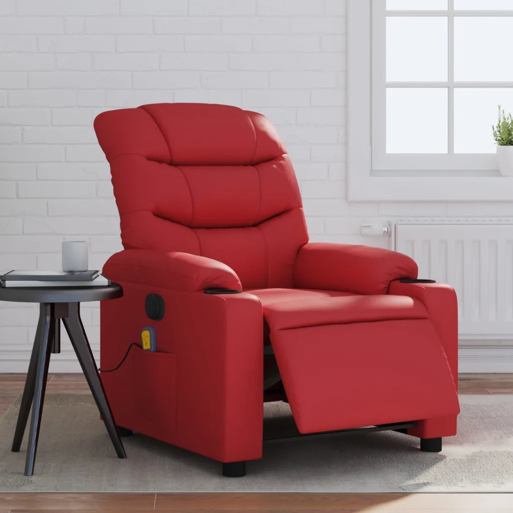 Poltrona Massaggio Elettrica Reclinabile Rosso Similpelle 3206597