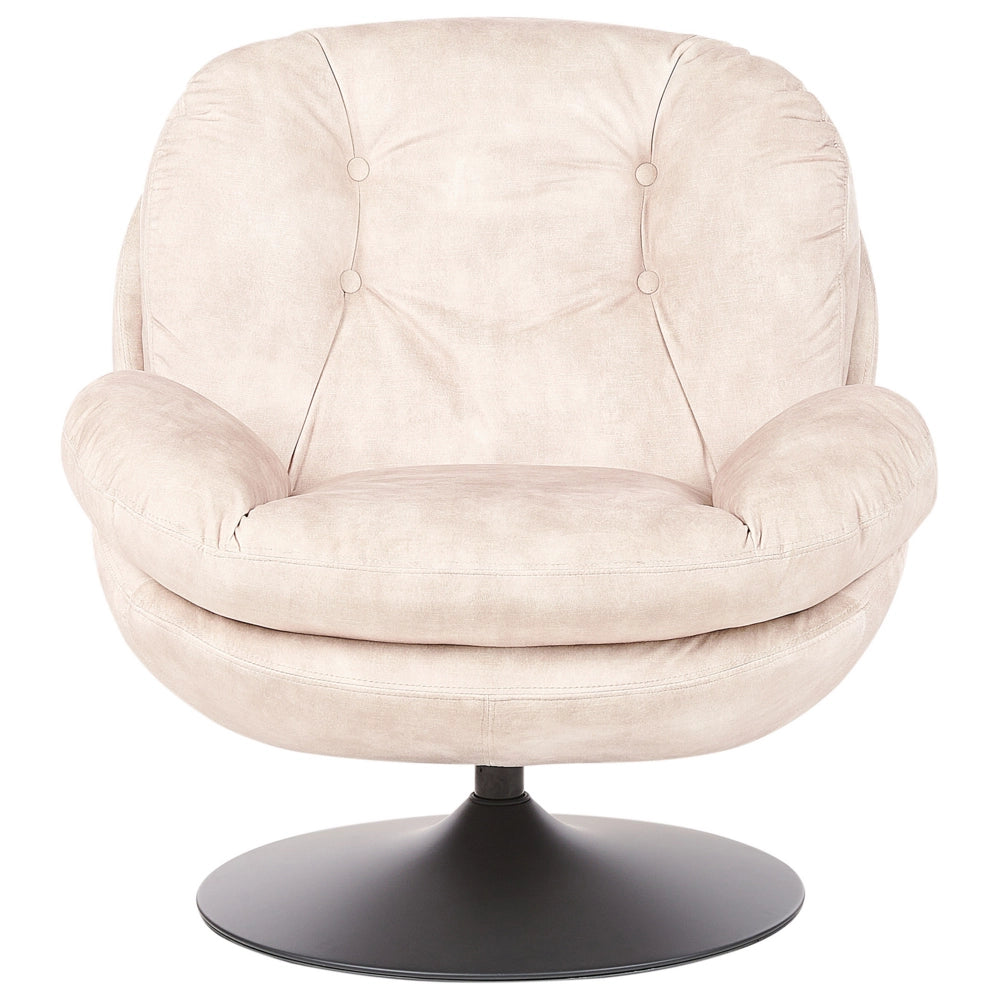 Poltrona girevole Velluto beige Base singola con sedile imbottito Button Tufted