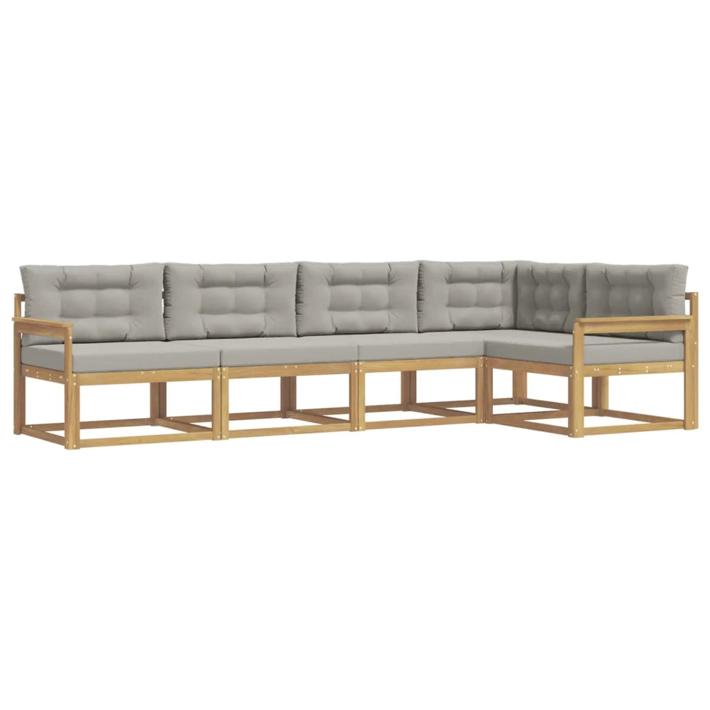 Set di divani da esterno 4 pz Bianco e Grigio Chiaro Poliestere 3386435