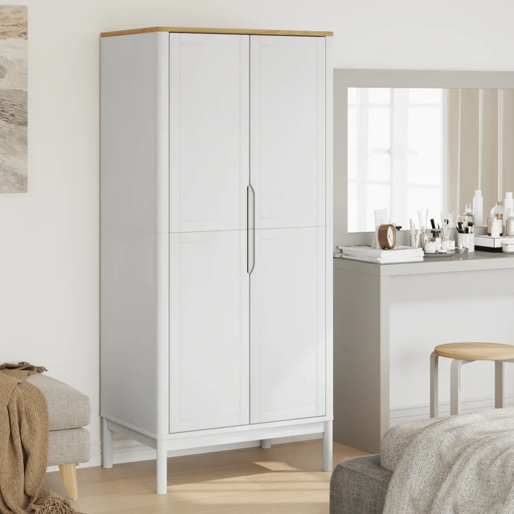 Armadio FLORO Bianco 77x53x171 cm in Legno Massello di Pino CFW8817887