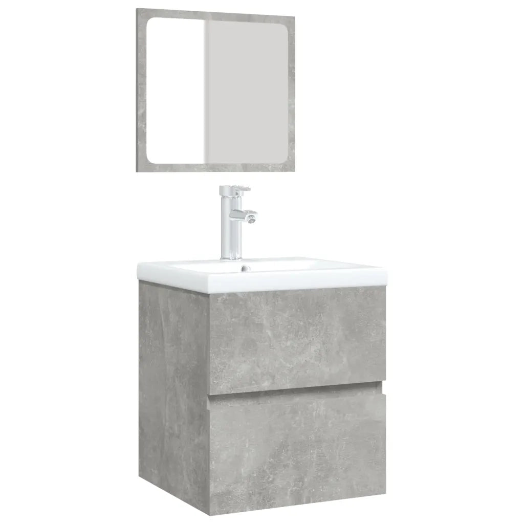 Mobile da Bagno con Lavabo e Specchio Grigio Cemento