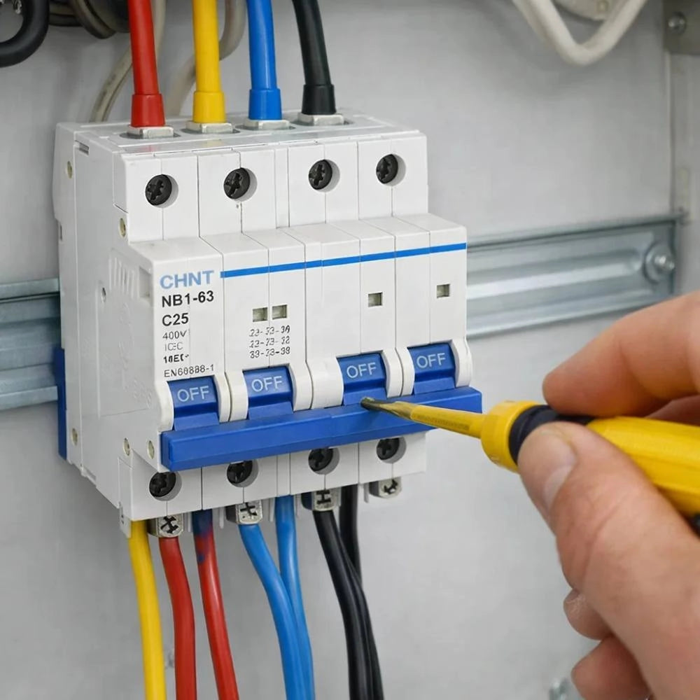 Interruttore magnetotermico 4p 6ka curva c chint serie nb1-63 da quadro din *** ampere 25 ampere, confezione 1