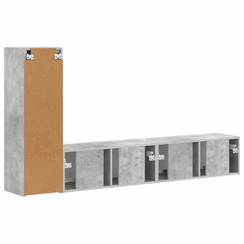 Set mobile TV 3 pcs Grigio cemento Legno multistrato 3408991