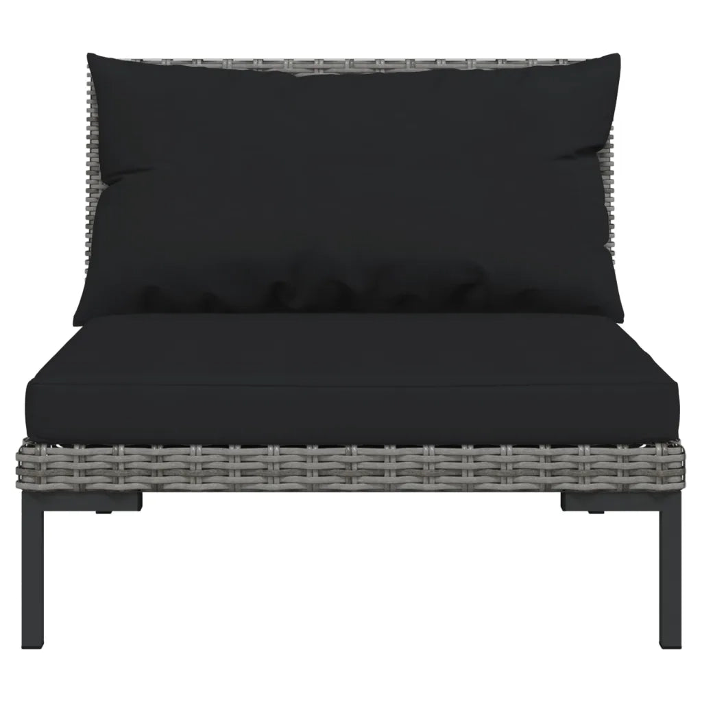 Divani da Giardino 8 pz con Cuscini in Polyrattan Grigio Scuro 3099861