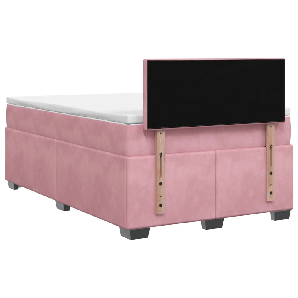 Letto con Box Spring, Materasso e LED Rosa 120 x 200 cm Velluto 3452161