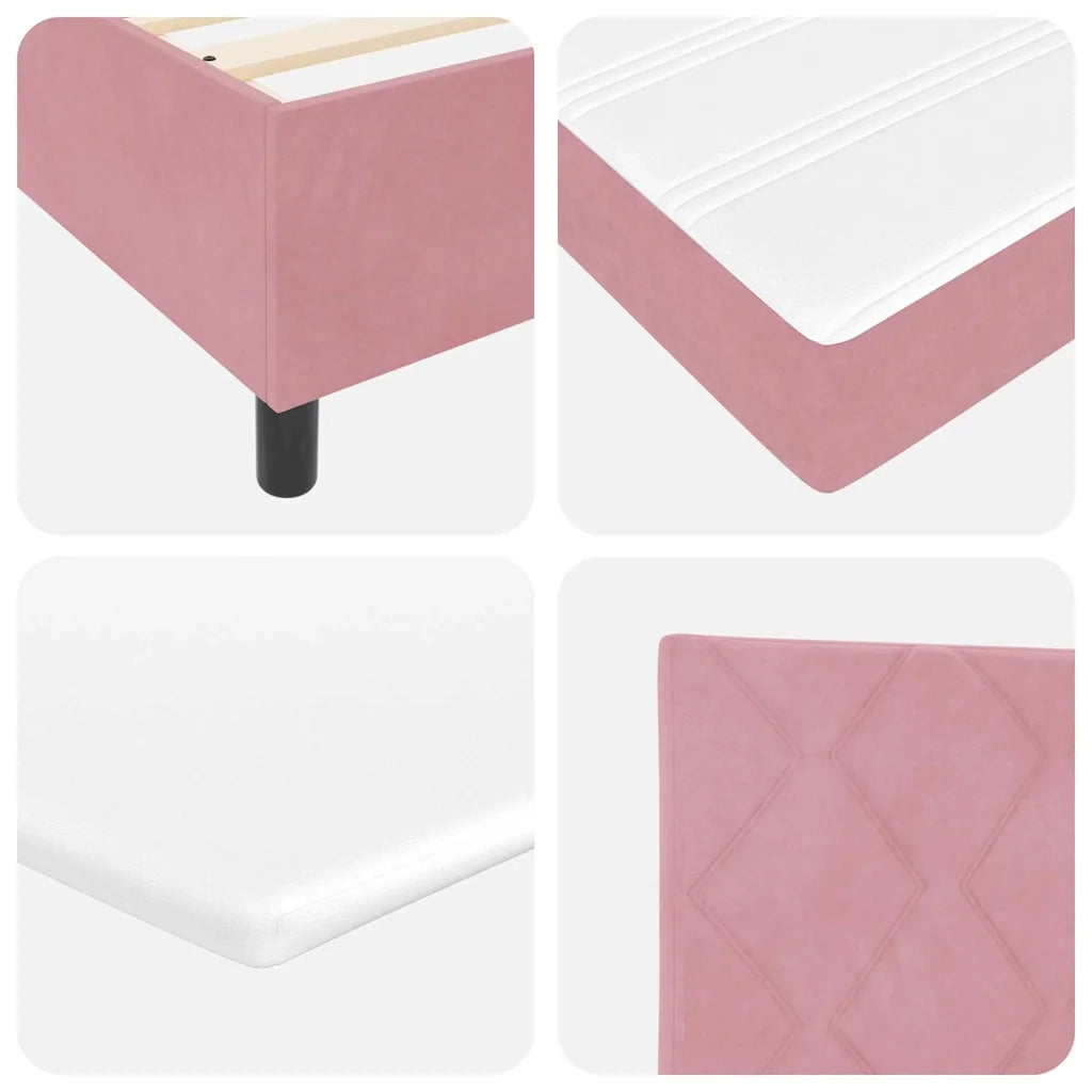 Letto a molle con materasso Rosa 200 x 100 cm Velluto 3340975