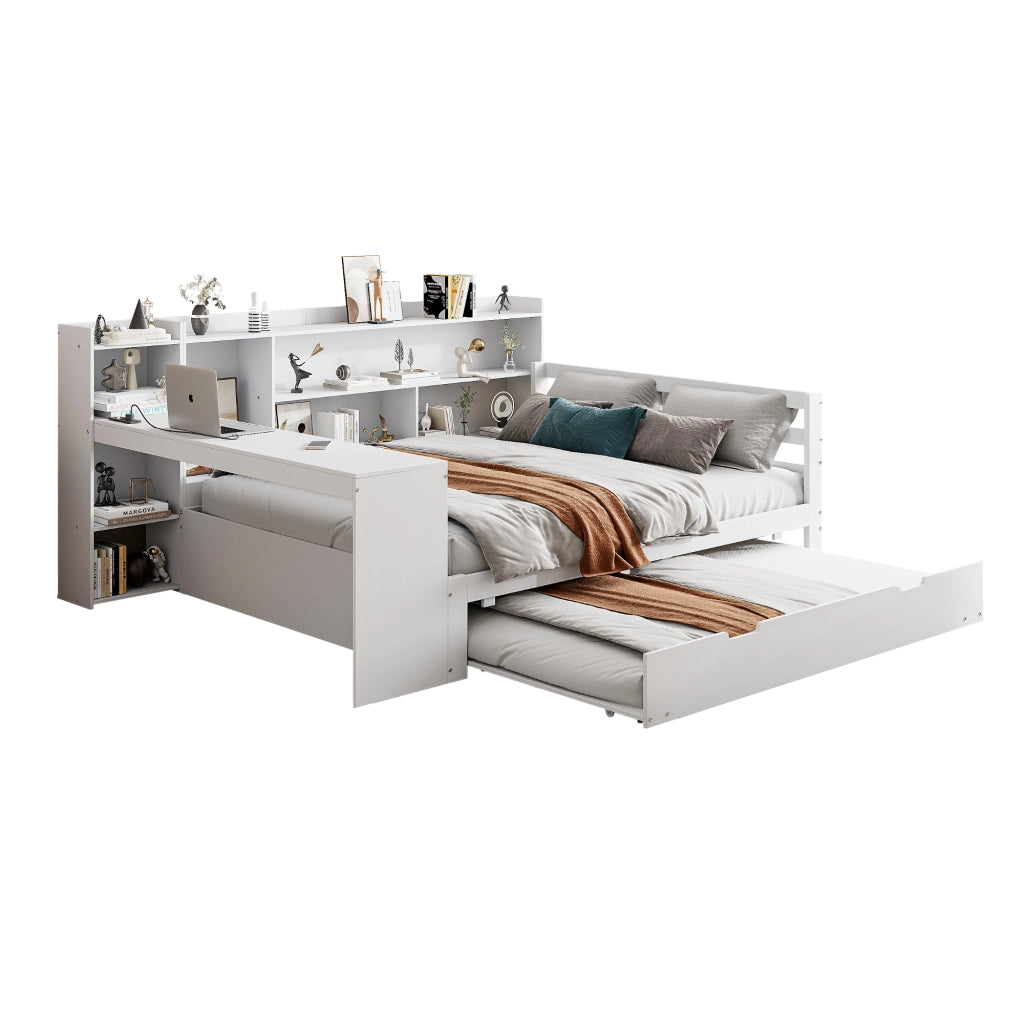 Divano letto multifunzione legno bianco 140x200 cm