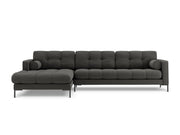Cosmopolitan Design - Divano angolare sinistro "Bali" 5 posti in tessuto strutturato grigio scuro 