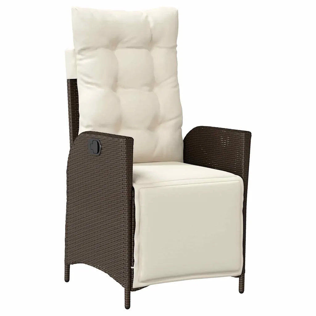 Set da Pranzo per Giardino con cuscino 3 pcs Marrone polyrattan