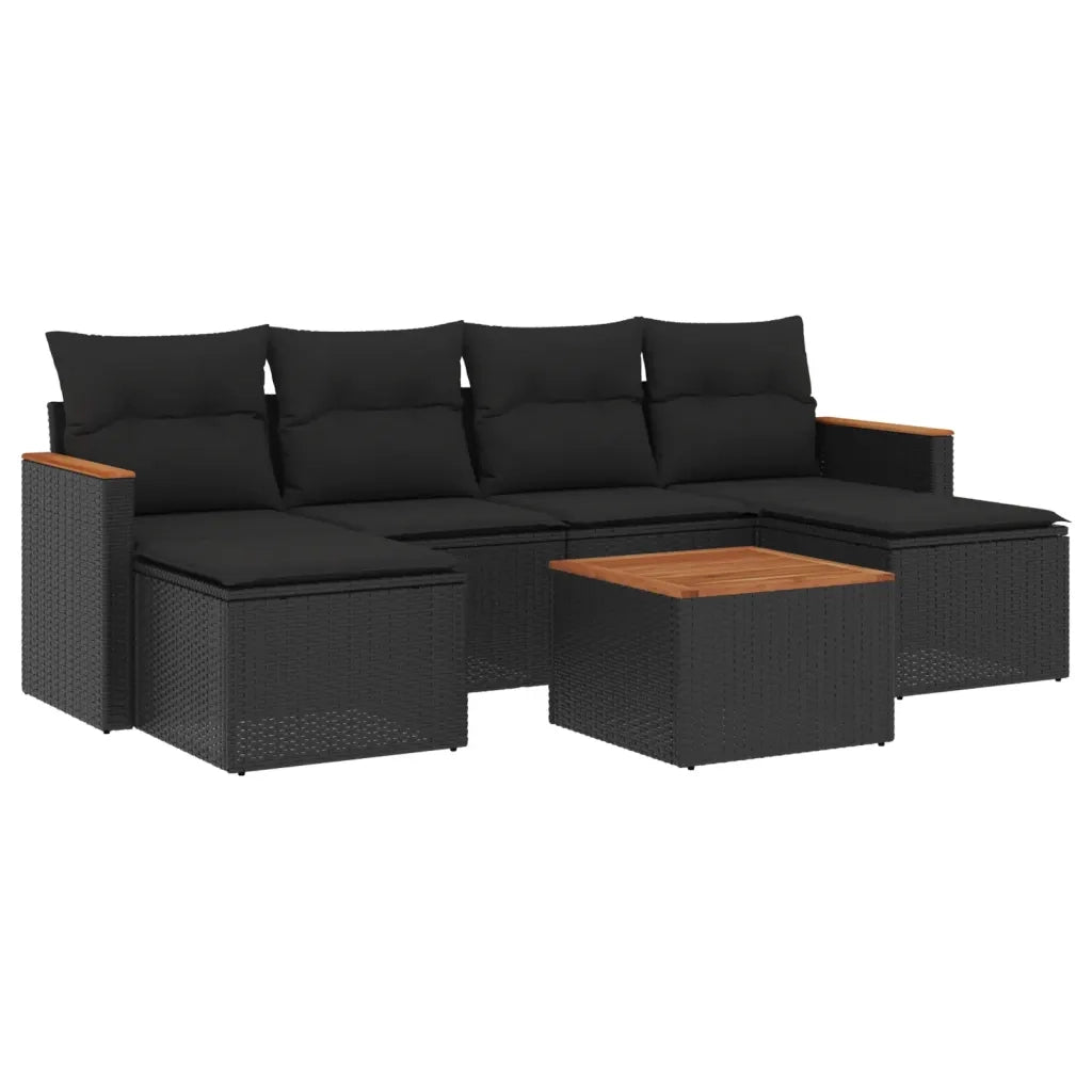 Set Divani da Giardino con Cuscini 7pz Nero Polyrattan 3226223