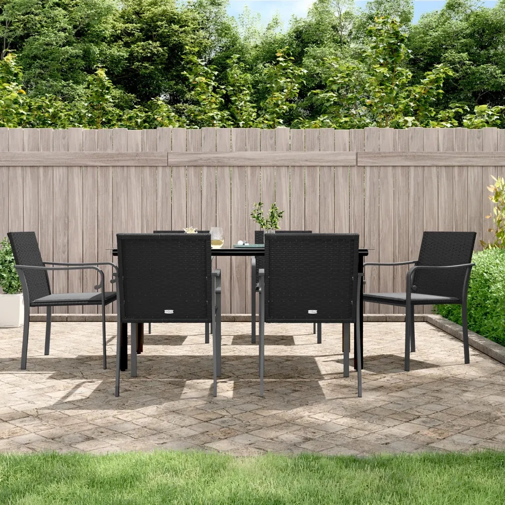 Set Pranzo da Giardino 7 pz con Cuscini in Polyrattan e Acciaio 3186964