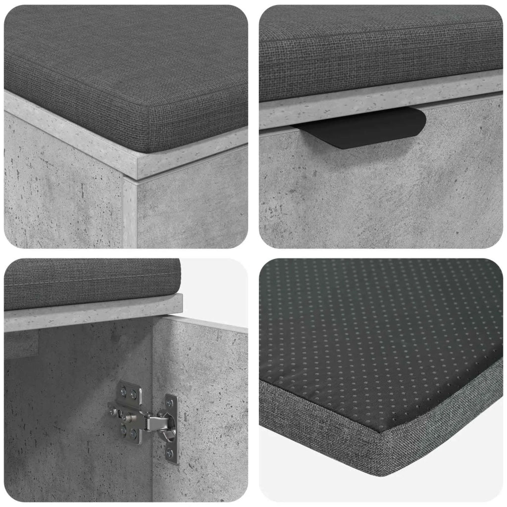 Panca per ingresso con cuscino Grigio Cemento 80 x 38 x 46 cm 891483