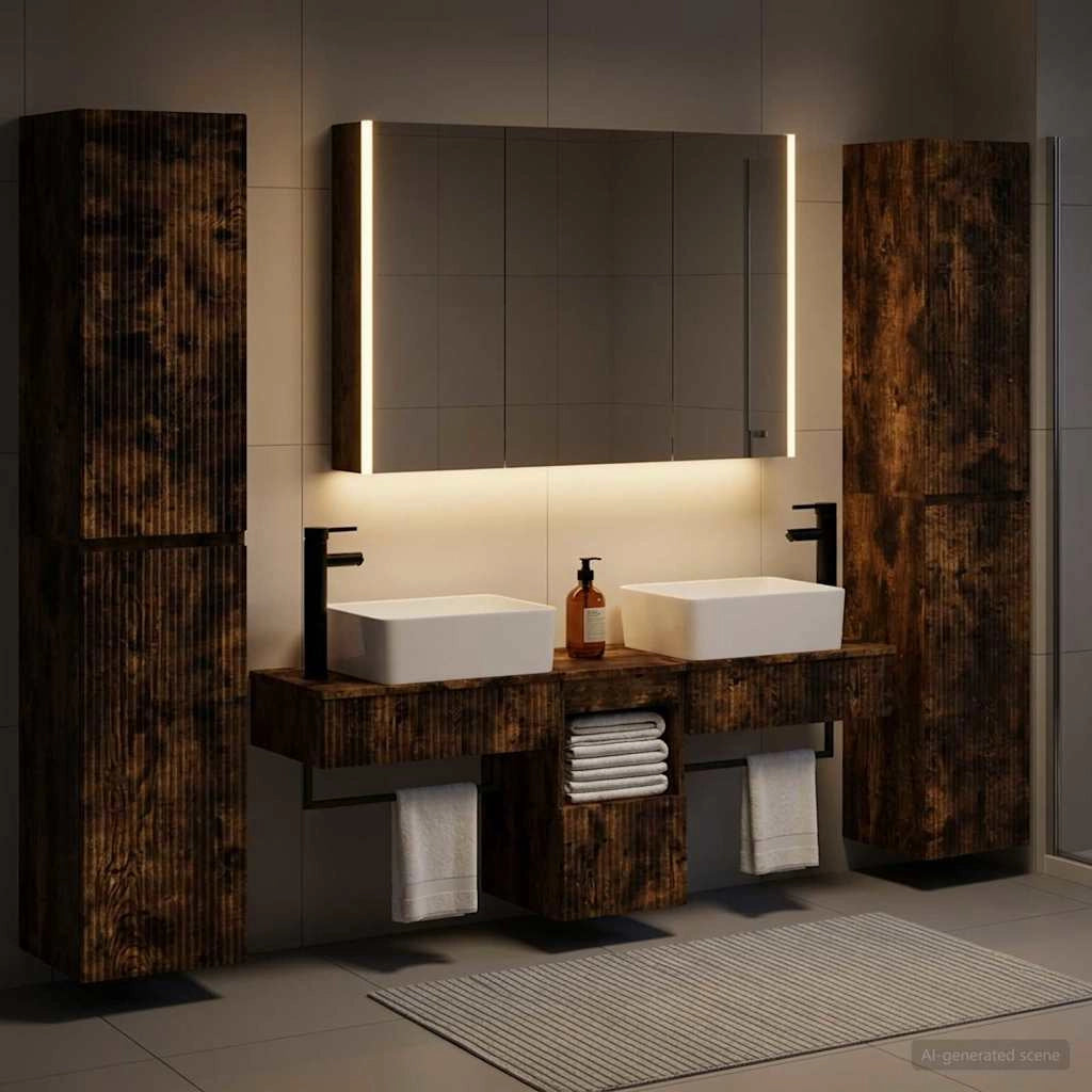 Set di mobili per il bagno 6 pz Rovere Fumo 3407203