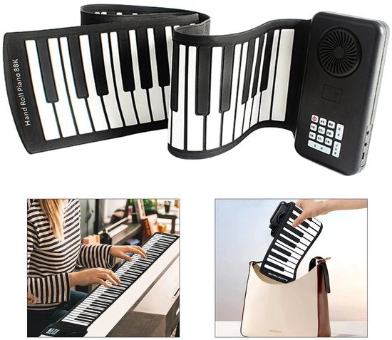 Pianoforte elettronico portatile 88 tasti, alimentazione a batterie o USB, tastiera ABS siliconica flessibile