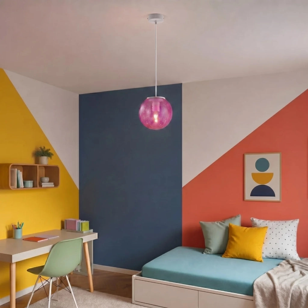 Sospensione Andromeda 1 Luce Rosa E Bianco Luceart Design