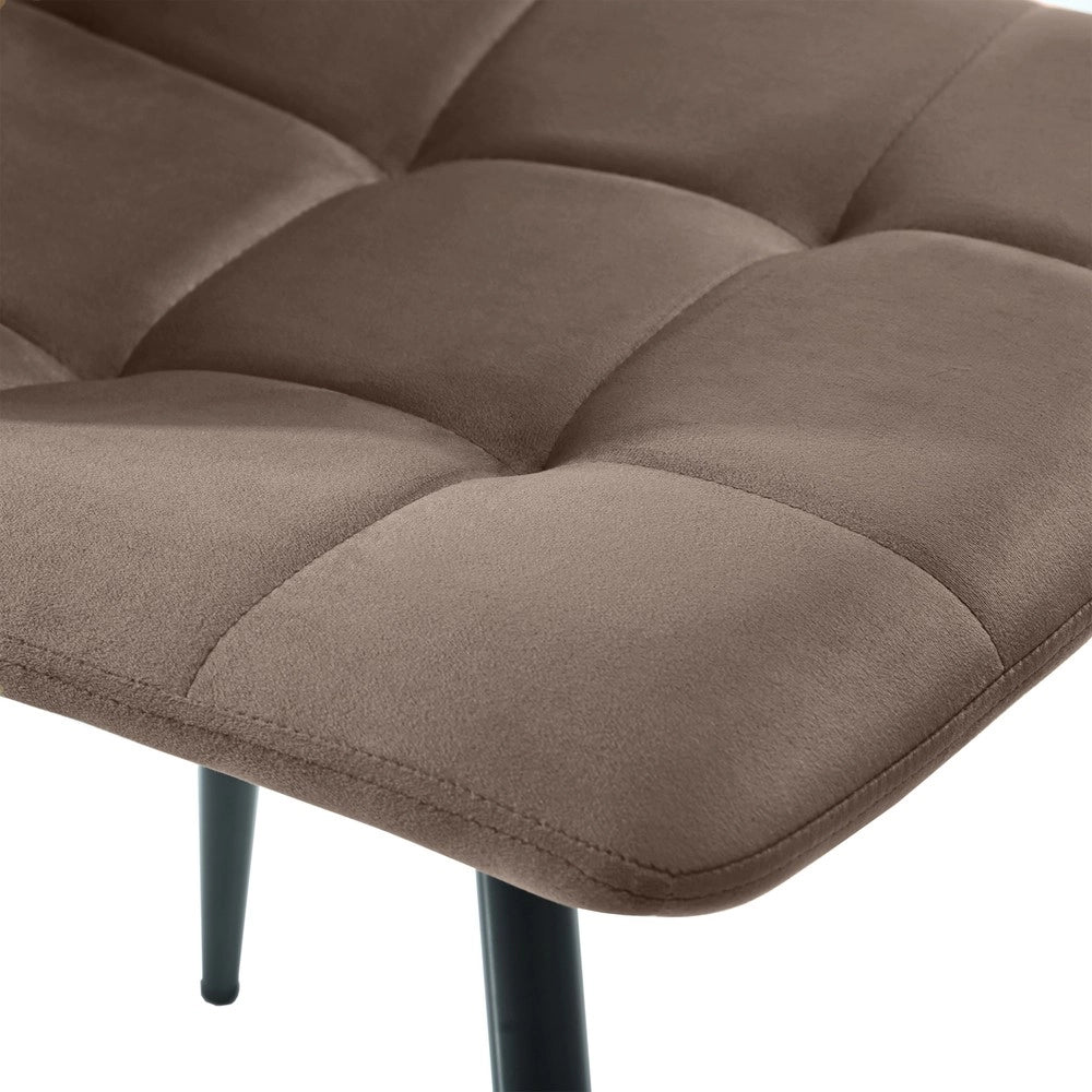 Set Tavolo da Pranzo con 4 Sedie Imbottite ¨C Xylo ¨C Piano Rettangolare 117x68 cm, Velluto Marrone, Gambe Nere