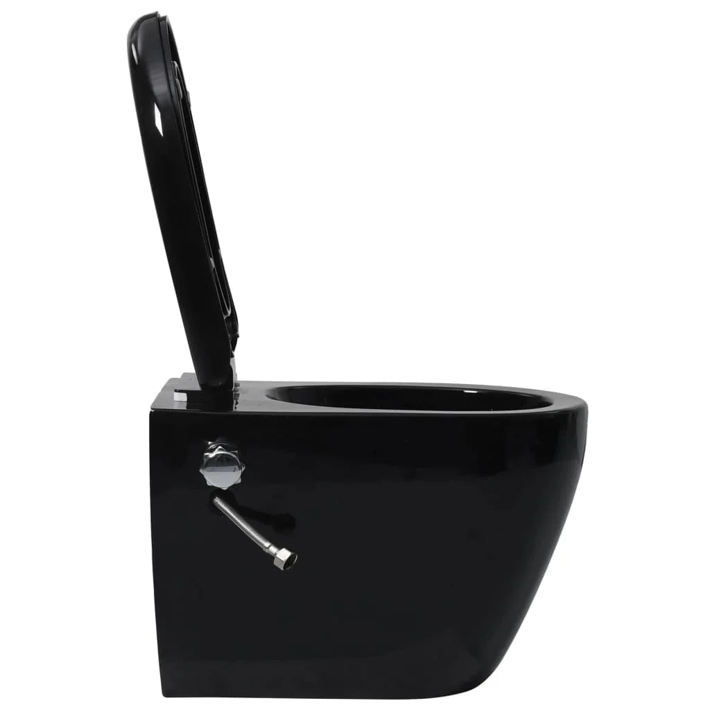 WC sospeso senza brida con funzione bidet WC sospeso con funzione soft-close ceramica nera 02_0003575