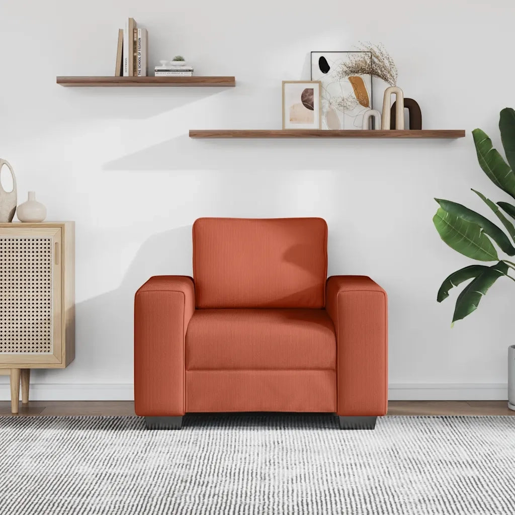 Divano Sedia-Poltrona-Sofa Relax Rosso Arancione 60 cm Tessuto di Velluto a Coste