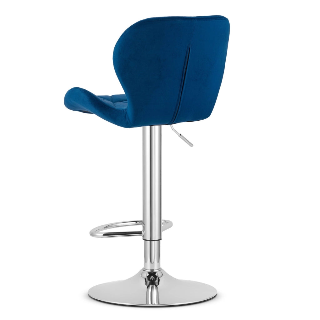 Set di 2 sgabelli bar West in velluto blu e cromo