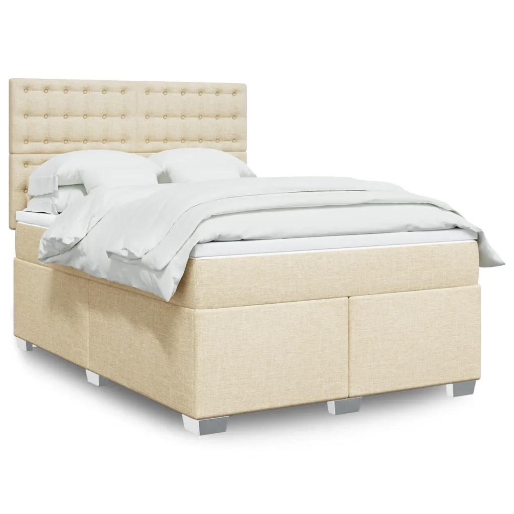 Giroletto a Molle con Materasso Crema 160x200 cm in Tessuto 3290558