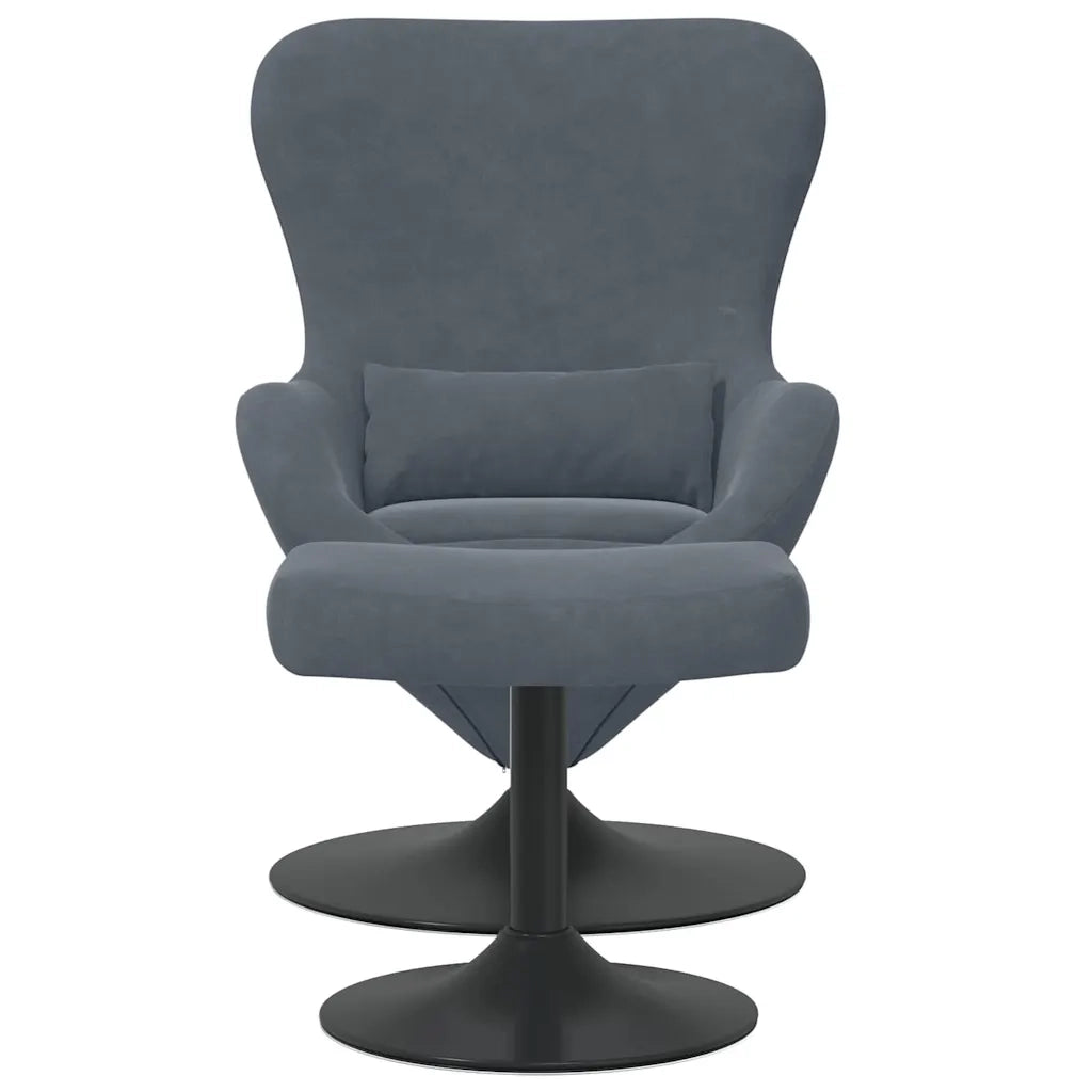 Poltrona | Sedia Egg con Pouf Grigio scuro Velluto