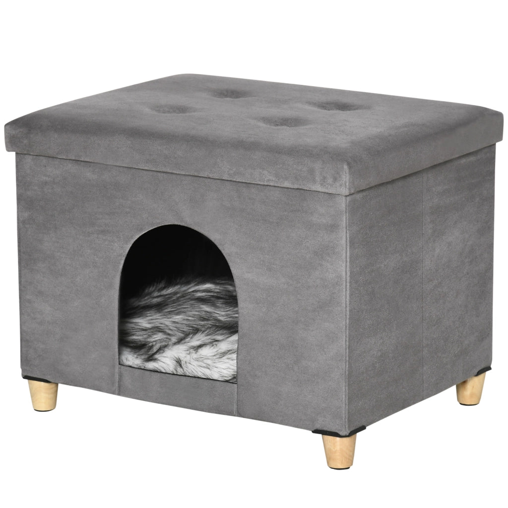 Pouf Poggiapiedi Imbottito con Cuscino Rimovibile ¨C Minimal ¨C Grigio