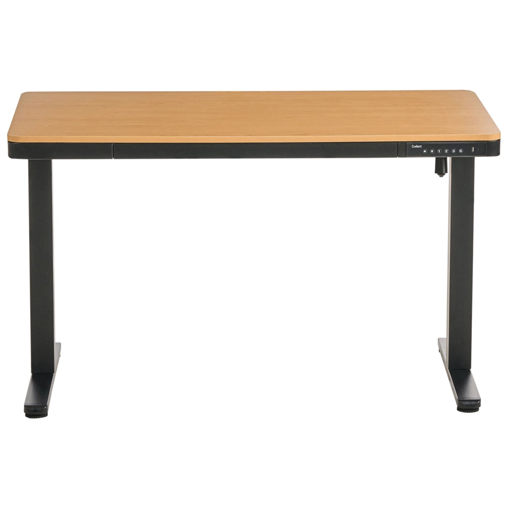 Adjustable Desk Light Brown Top Black Steel Frame and Legs 120 x 60 Stand and Sit Home Office Stand and Sit Scandinavian Design