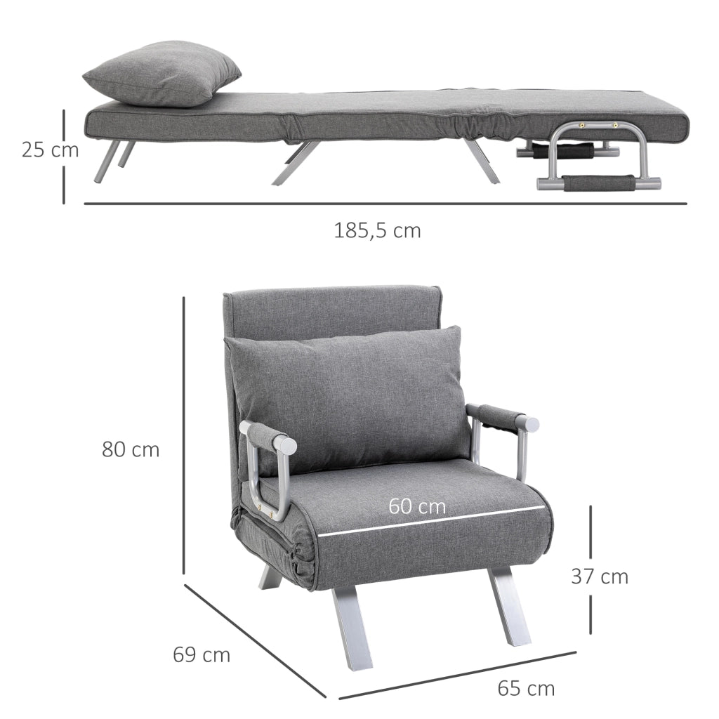 Poltrona letto imbottita ¨C Zephmum ¨C Grigio chiaro tessuto