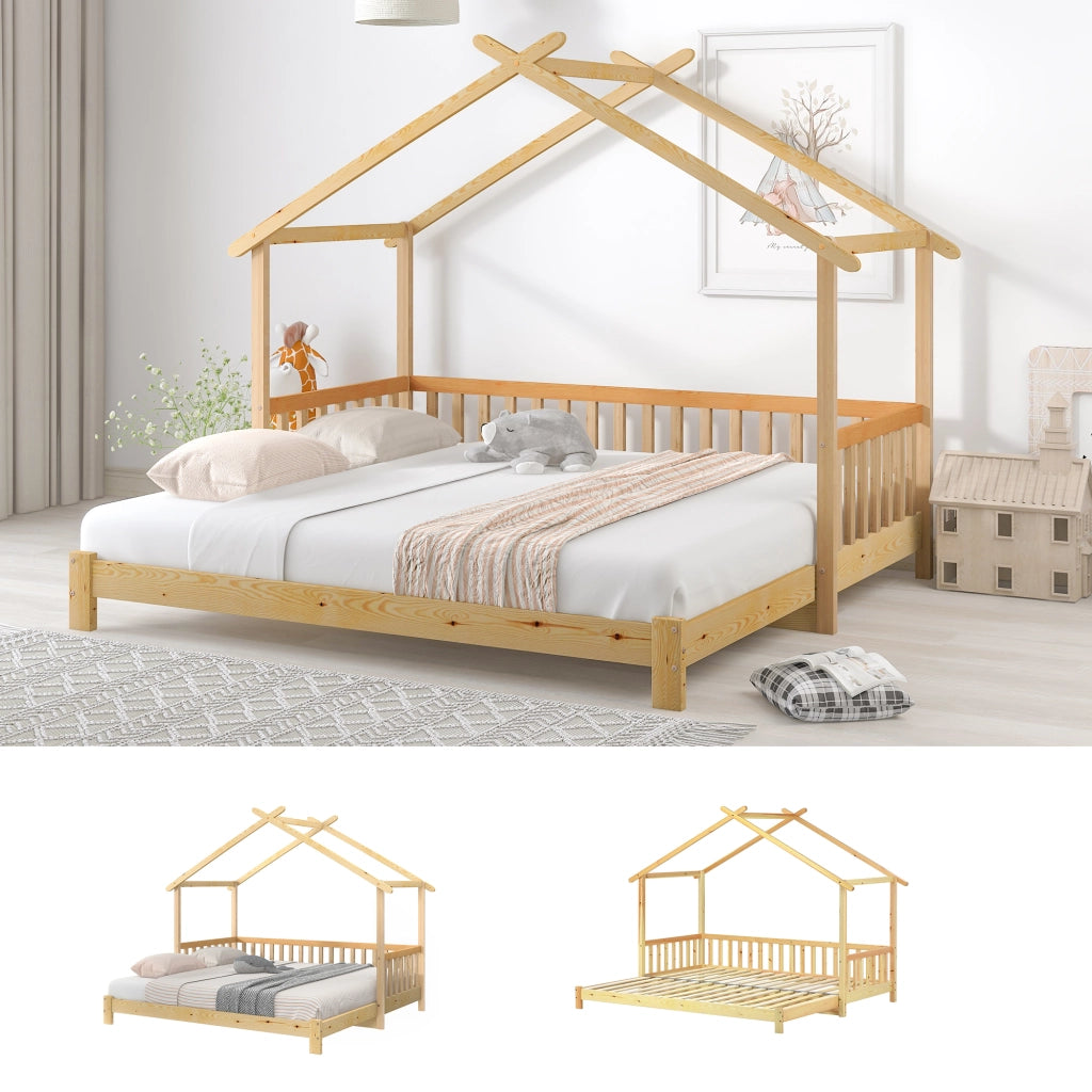 Letto a casa espandibile legno massello 200x180 cm