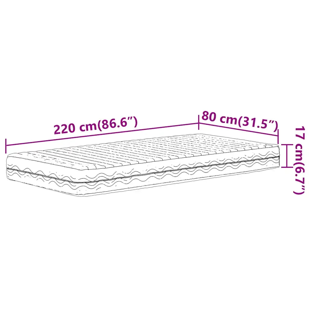 Materasso in Schiuma Bianco 80x220 cm Durezza H2 H3 4016638