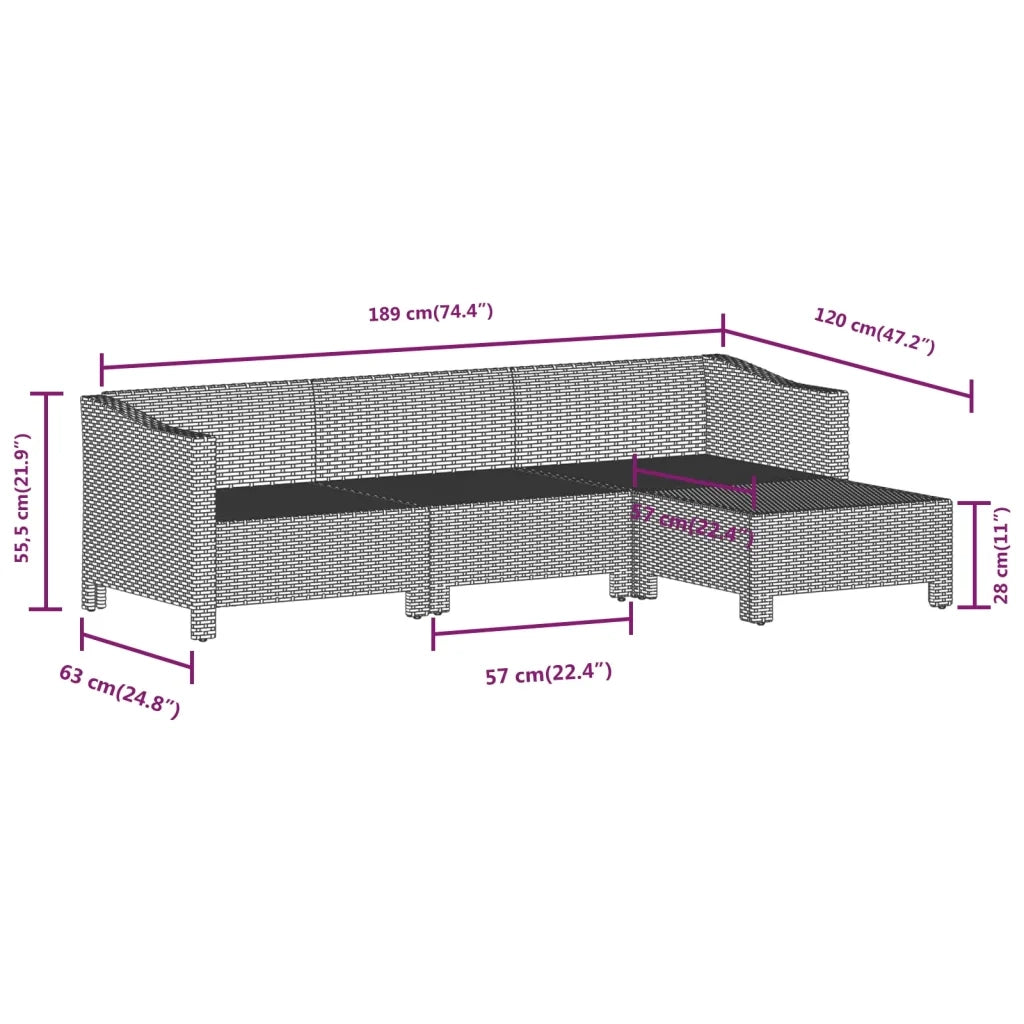 Set Divani da Giardino 6 pz con Cuscini in Polyrattan Grigio 3187265