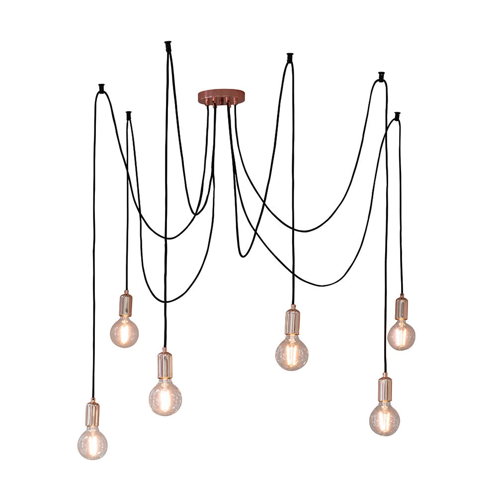 Lampada a sospensione industriale rame 6xE27 Endon