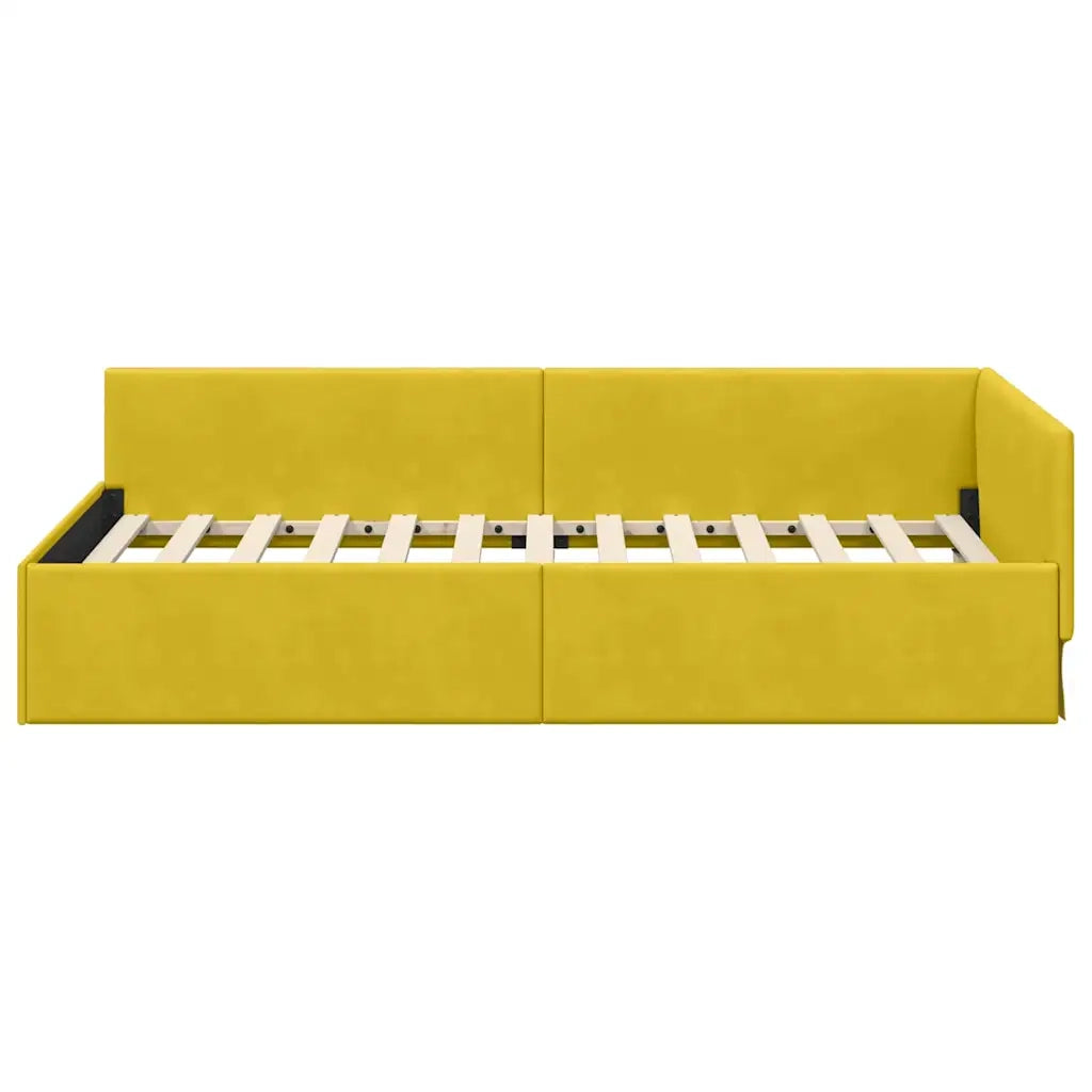 Cornice del letto ad angolo Giallo 90 cm x 190 cm Velluto 42016077